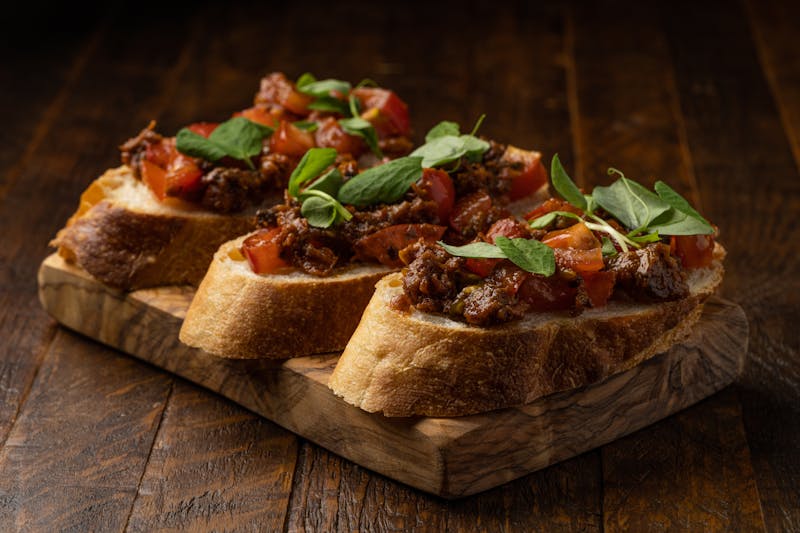Bruschetta al Pomodoro - toasted bread with fresh tomatoes and basil
