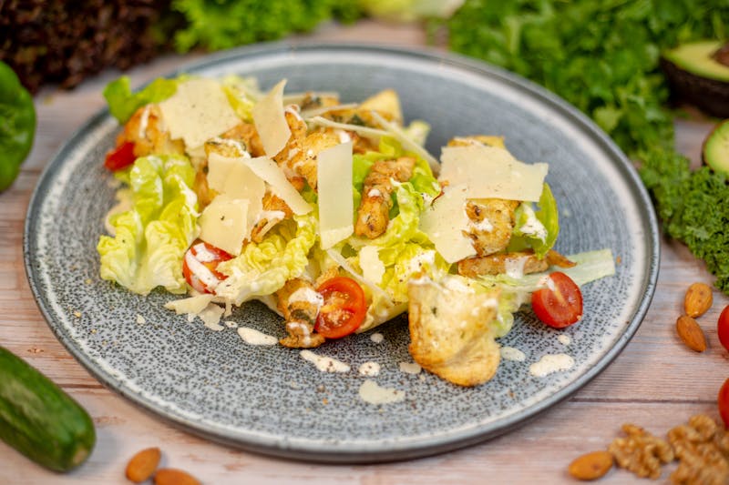 Caesar Romanesco salad with romaine and anchovies